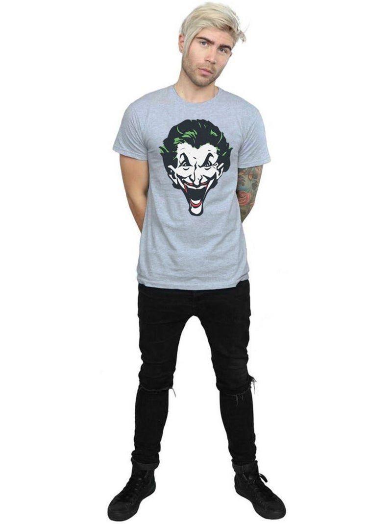 DC Comics - T-shirt motif Le Joker motif/style gros visage Gris chiné - Kiabi