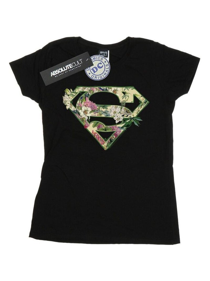 DC Comics - T-shirt motif Supergirl motif/style Bouclier floral Noir - Kiabi