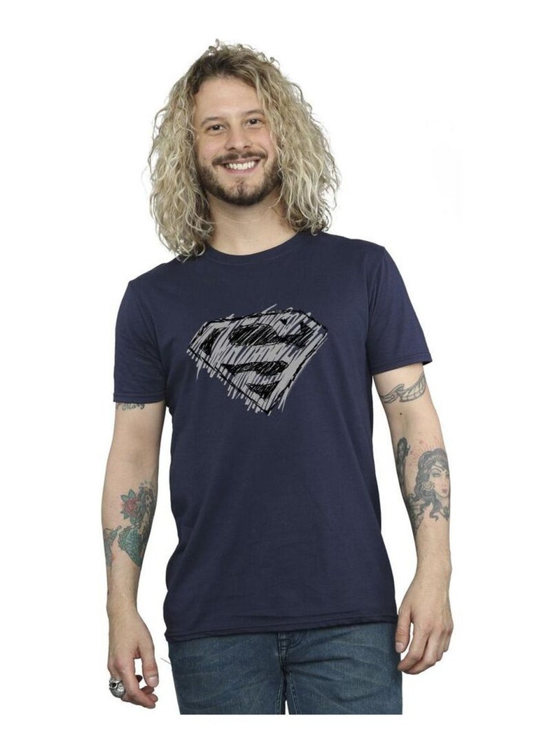 DC Comics - T-shirt motif Superman motif/style logo Bleu marine - Kiabi