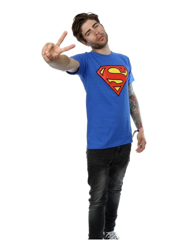 DC Comics - T-shirt motif Superman motif/style logo Bleu roi - Kiabi