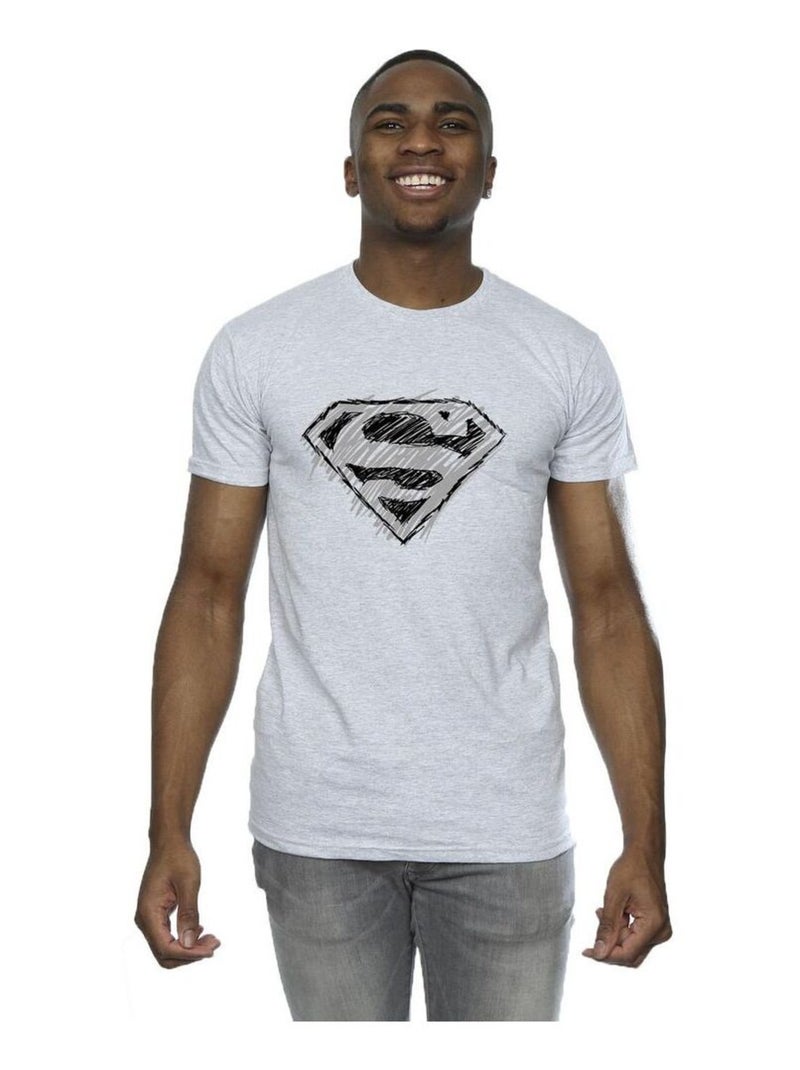 DC Comics - T-shirt motif Superman motif/style logo Gris chiné - Kiabi