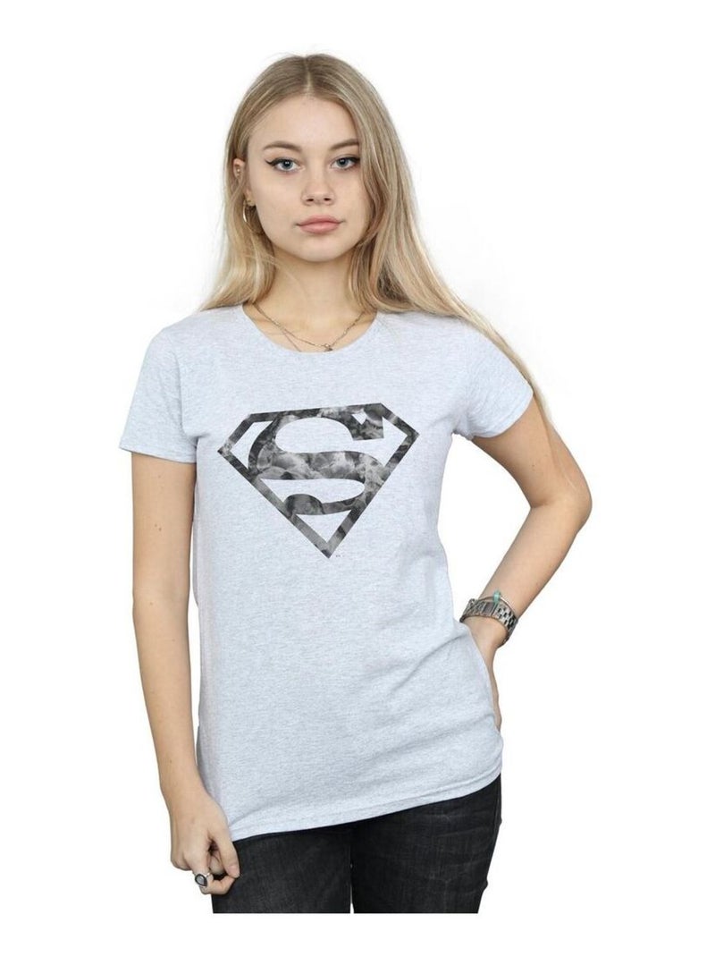 DC Comics - T-shirt motif Superman motif/style logo Gris chiné - Kiabi
