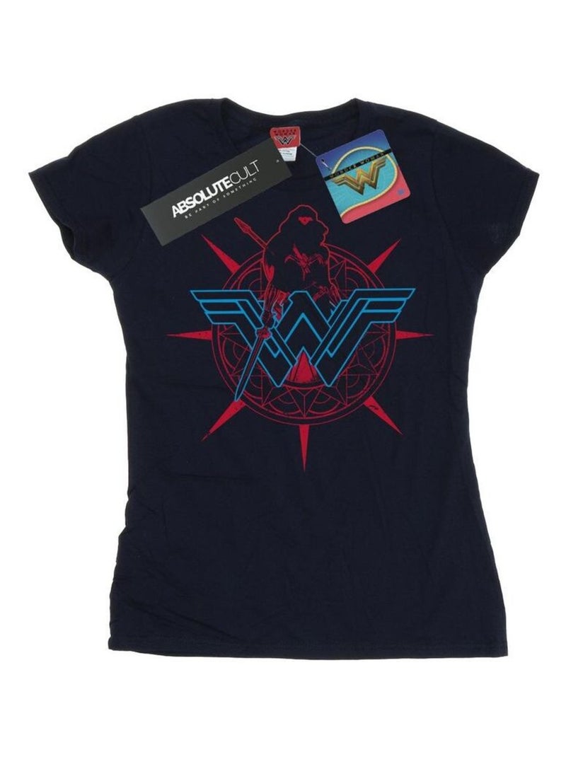DC Comics - T-shirt motif Wonder Woman motif/style Bouclier Bleu marine - Kiabi