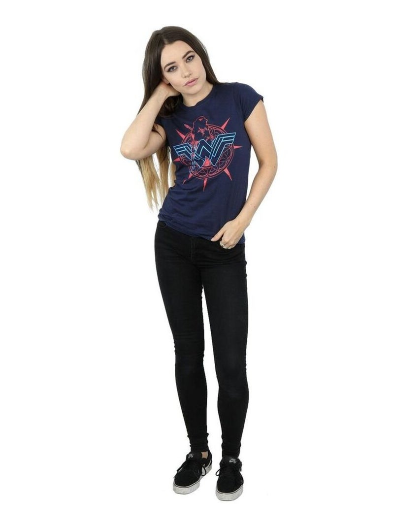 DC Comics - T-shirt motif Wonder Woman motif/style Bouclier Bleu marine - Kiabi