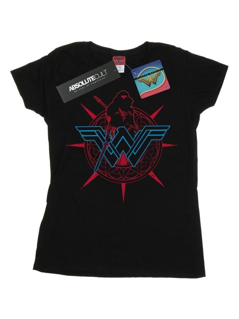 DC Comics - T-shirt motif Wonder Woman motif/style Bouclier Noir - Kiabi