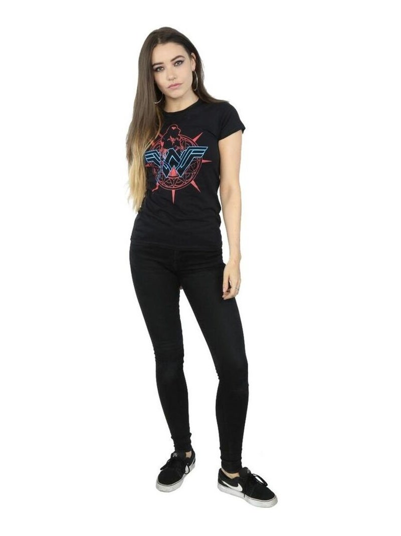 DC Comics - T-shirt motif Wonder Woman motif/style Bouclier Noir - Kiabi