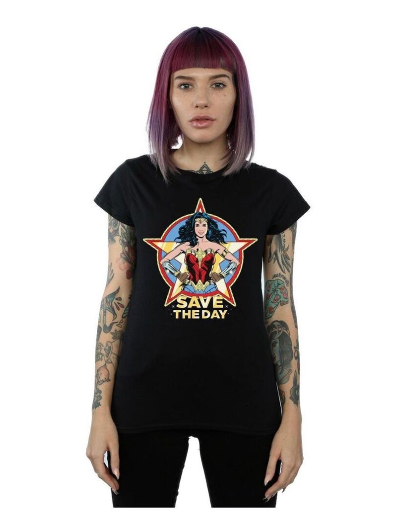 DC Comics - T-shirt motif Wonder Woman motif/style Étoile Noir - Kiabi