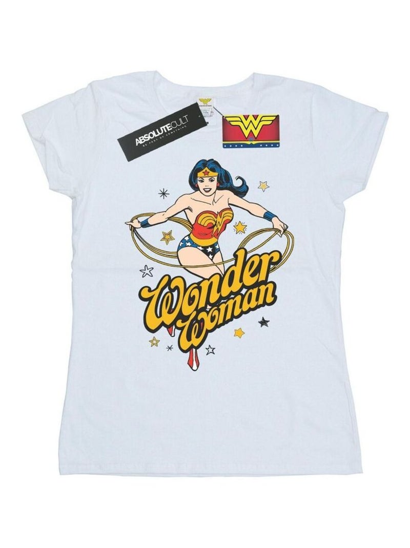 DC Comics - T-shirt motif Wonder Woman motif/style Étoiles Blanc - Kiabi
