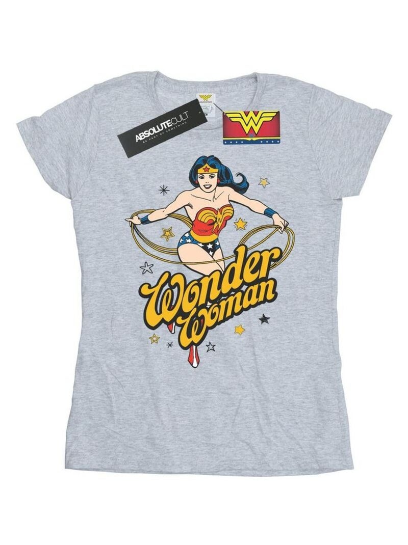 DC Comics - T-shirt motif Wonder Woman motif/style Étoiles Gris chiné - Kiabi