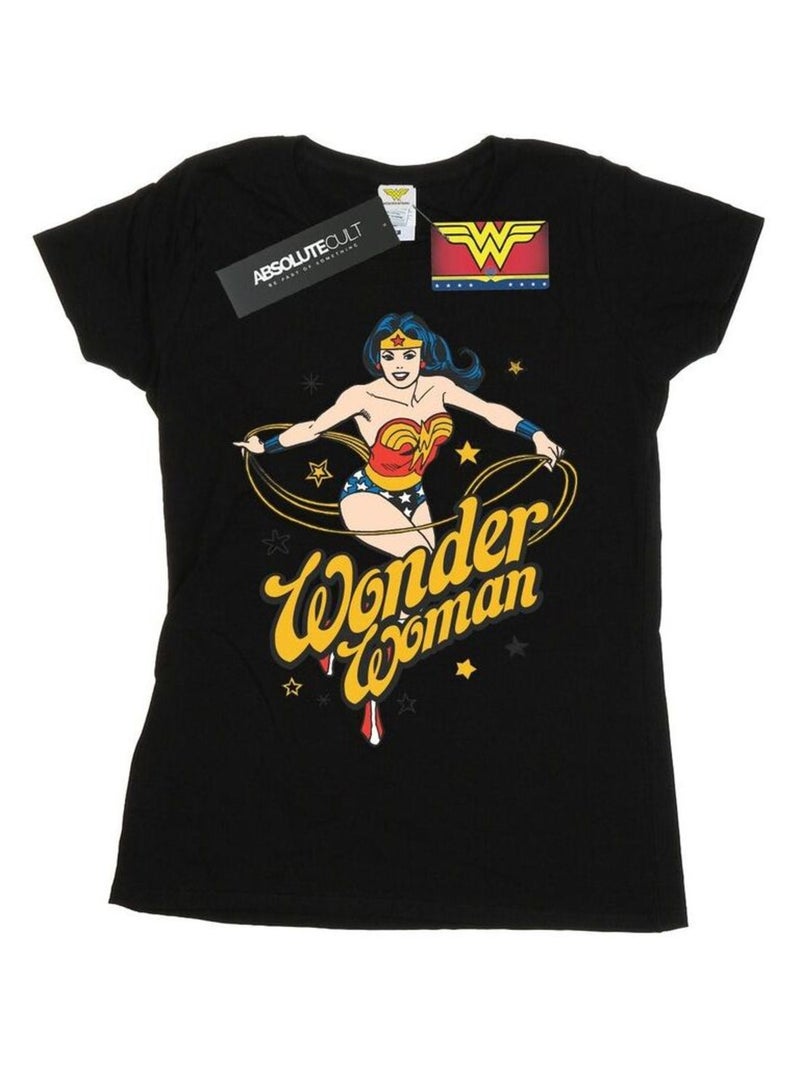 DC Comics - T-shirt motif Wonder Woman motif/style Étoiles Noir - Kiabi