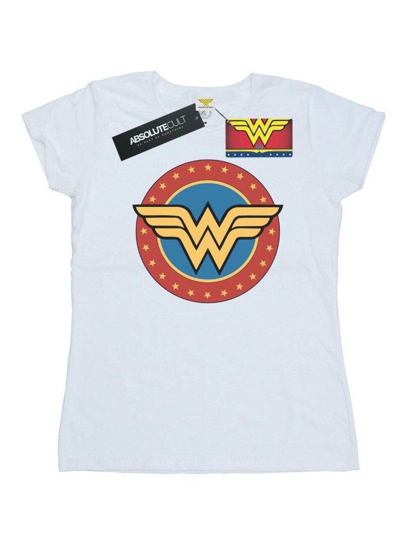 DC Comics - T-shirt motif Wonder Woman motif/style Logo dans cercle Blanc - Kiabi