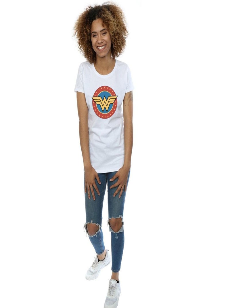 DC Comics - T-shirt motif Wonder Woman motif/style Logo dans cercle Blanc - Kiabi