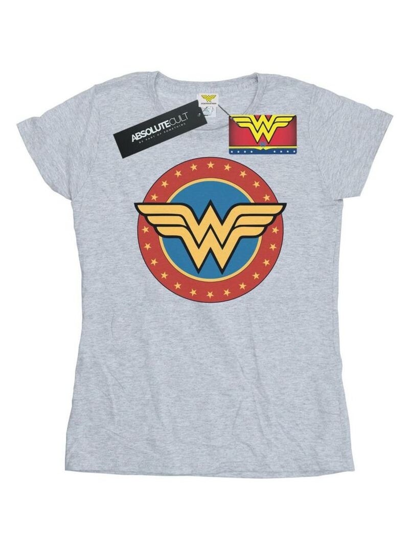 DC Comics - T-shirt motif Wonder Woman motif/style Logo dans cercle Gris chiné - Kiabi