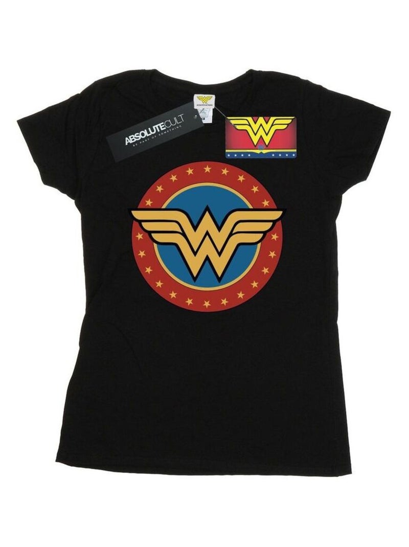 DC Comics - T-shirt motif Wonder Woman motif/style Logo dans cercle Noir - Kiabi