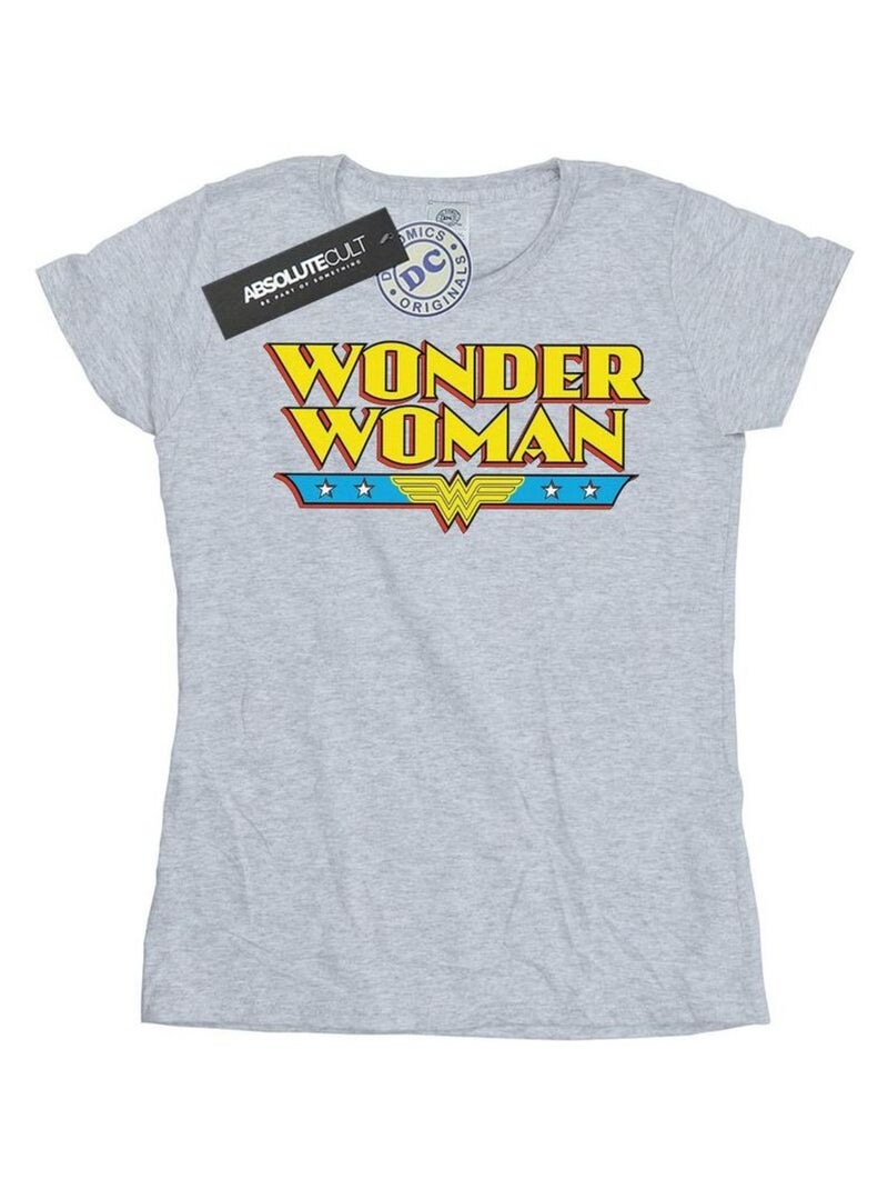 DC Comics - T-shirt motif Wonder Woman motif/style logo Gris chiné - Kiabi