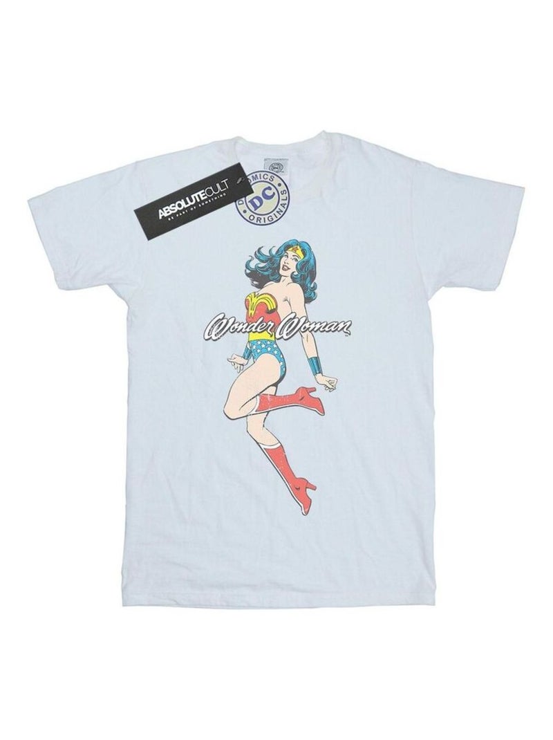 DC Comics - T-shirt motif Wonder Woman motif/style saut d'obstacles Blanc - Kiabi