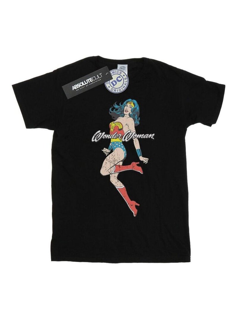 DC Comics - T-shirt motif Wonder Woman motif/style saut d'obstacles Noir - Kiabi