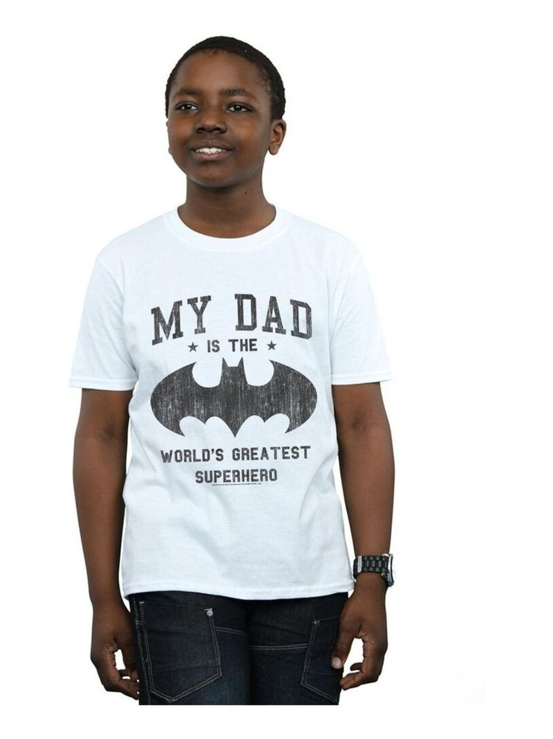 DC Comics - T-shirt MY DAD IS BATMAN Blanc - Kiabi