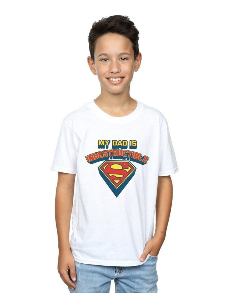 DC Comics - T-shirt MY DAD IS INDESTRUCTIBLE Blanc - Kiabi