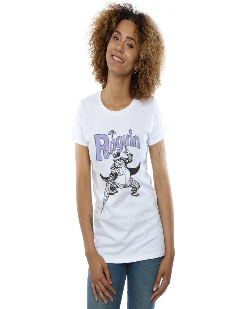 DC Comics - T-shirt PENGUIN MONO ACTION POSE Blanc - Kiabi