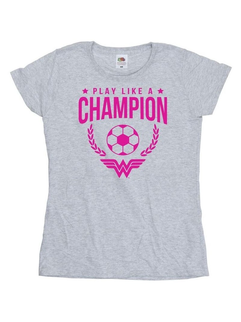 DC Comics - T-shirt PLAY LIKE A CHAMPION Gris chiné - Kiabi