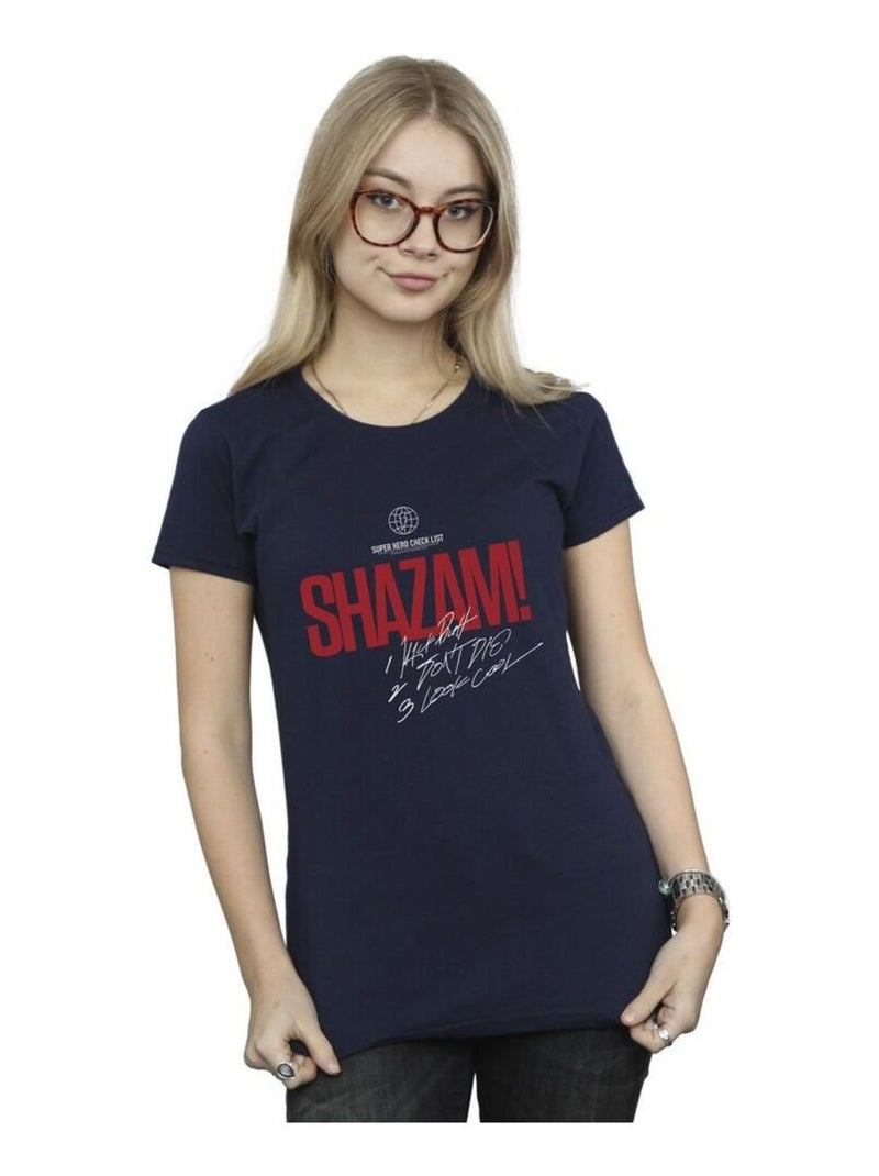 DC Comics - T-shirt SHAZAM FURY OF THE GODS SUPER HERO CHECKLIST Bleu marine - Kiabi