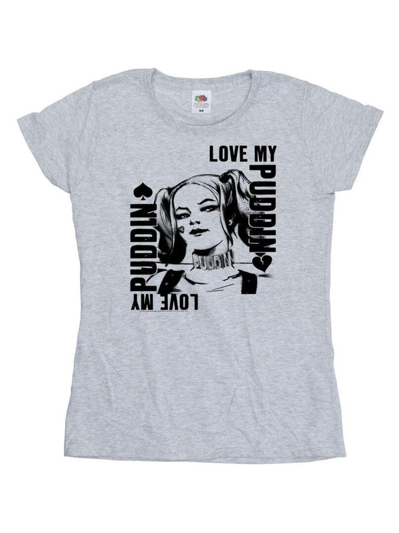 DC Comics - T-shirt SUICIDE SQUAD LOVE PUDDIN Gris chiné - Kiabi