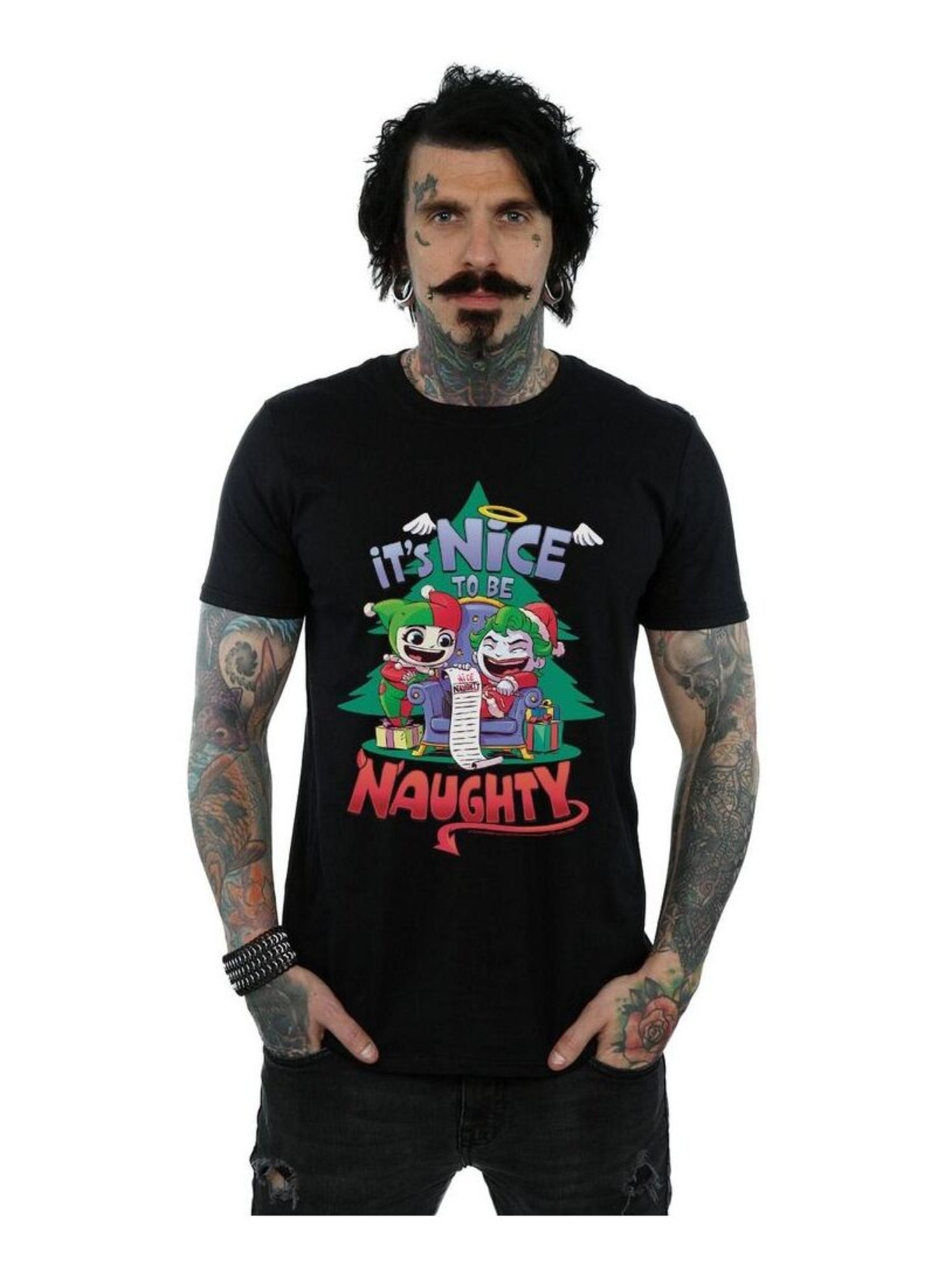Maglietta Uomo DC Comics Naughty List - Batman - Fifth Sun, Cotone, Stampa Ecologica