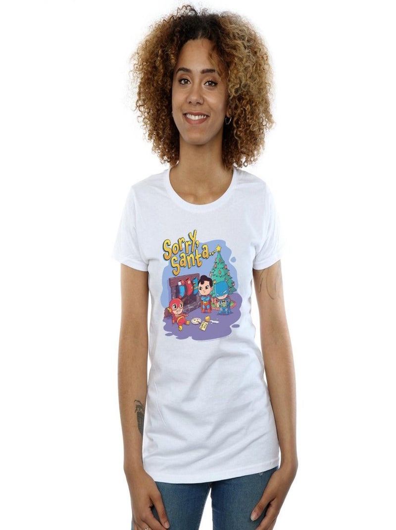 DC Comics - T-shirt SUPER FRIENDS SORRY SANTA Blanc - Kiabi