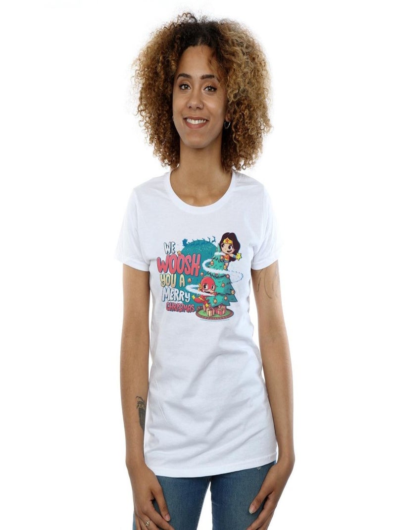 DC Comics - T-shirt SUPER FRIENDS WE WHOOSH YOU A MERRY CHRISTMAS Blanc - Kiabi