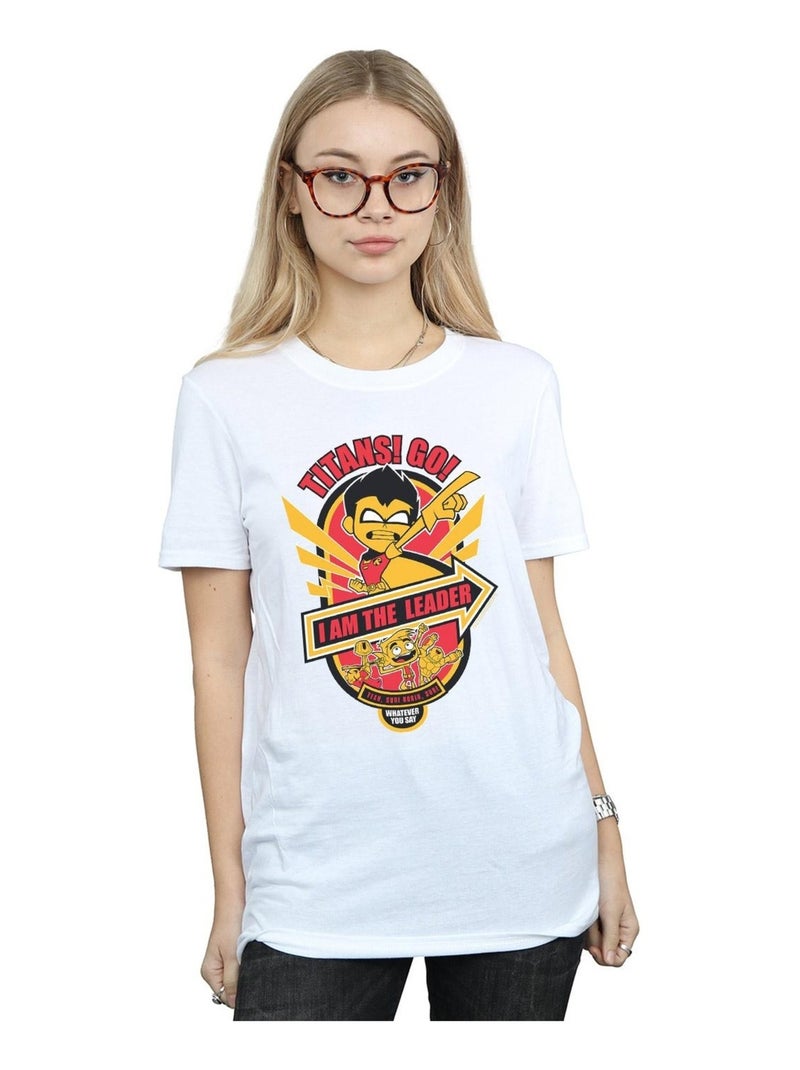 DC Comics - T-shirt TEEN TITANS GO AM THE LEADER Blanc - Kiabi