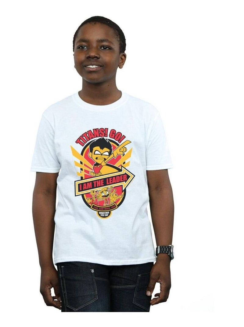 DC Comics - T-shirt TEEN TITANS GO AM THE LEADER Blanc - Kiabi