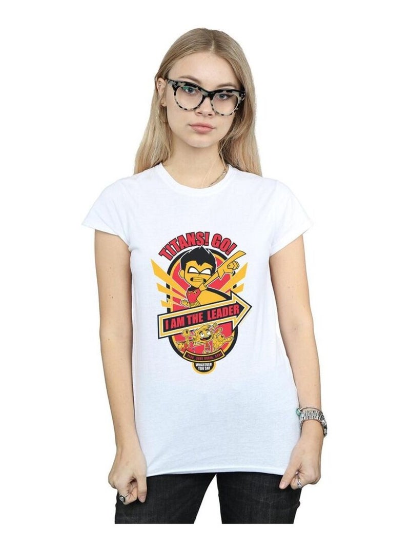 DC Comics - T-shirt TEEN TITANS GO AM THE LEADER Blanc - Kiabi