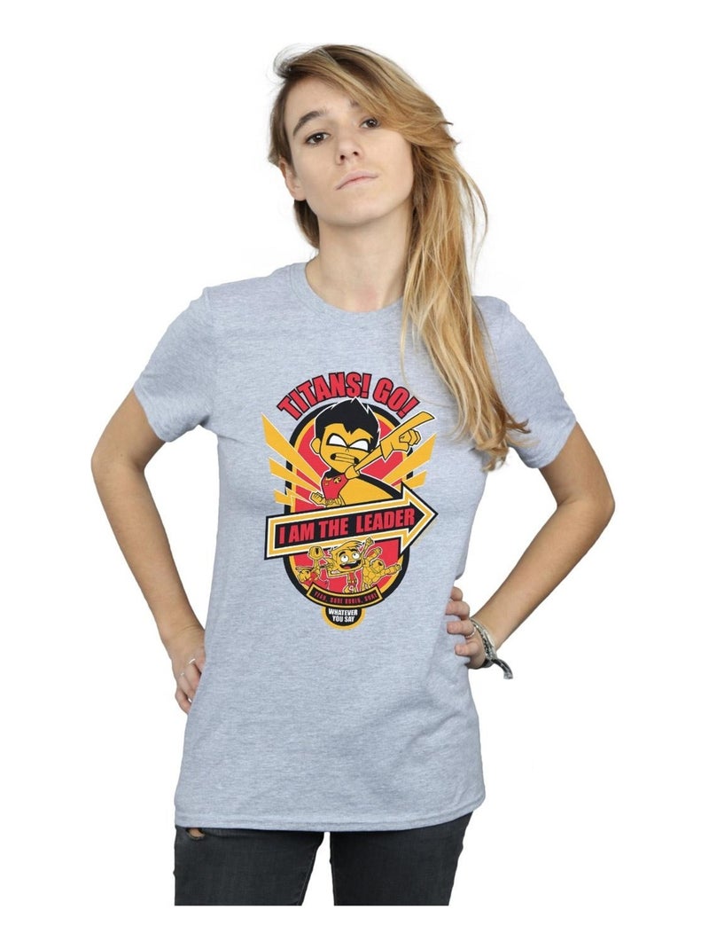 DC Comics - T-shirt TEEN TITANS GO AM THE LEADER Gris chiné - Kiabi