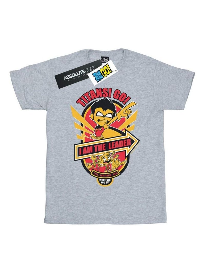 DC Comics - T-shirt TEEN TITANS GO AM THE LEADER Gris chiné - Kiabi