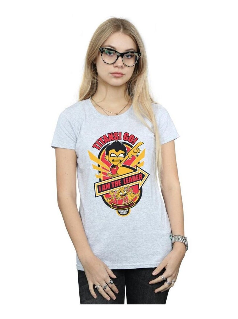 DC Comics - T-shirt TEEN TITANS GO AM THE LEADER Gris chiné - Kiabi