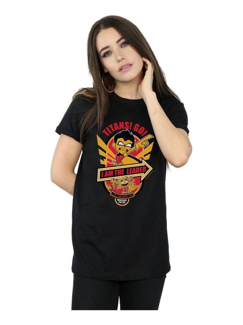 DC Comics - T-shirt TEEN TITANS GO AM THE LEADER Noir - Kiabi