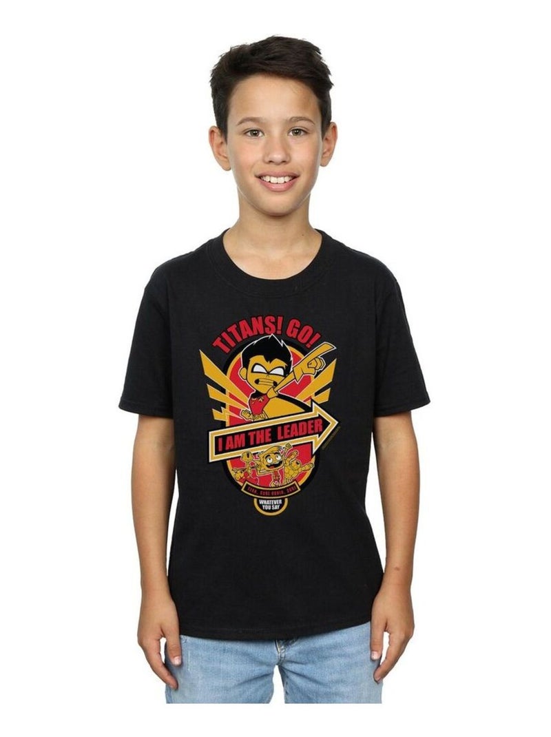 DC Comics - T-shirt TEEN TITANS GO AM THE LEADER Noir - Kiabi