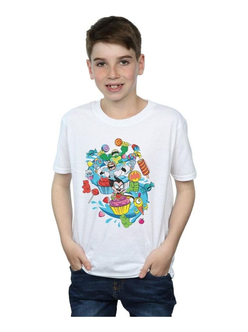 DC Comics - T-shirt TEEN TITANS GO CANDY MANIA Blanc - Kiabi