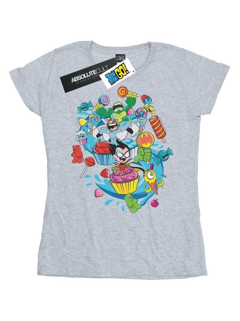 DC Comics - T-shirt TEEN TITANS GO CANDY MANIA Gris chiné - Kiabi