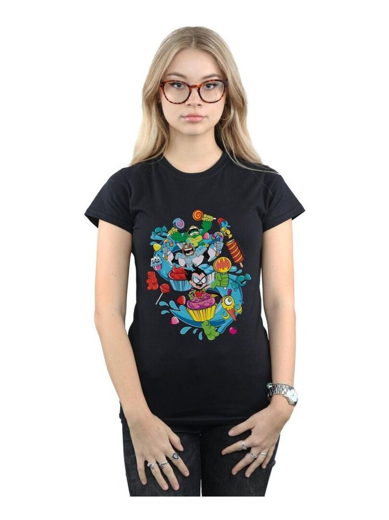 DC Comics - T-shirt TEEN TITANS GO CANDY MANIA Noir - Kiabi