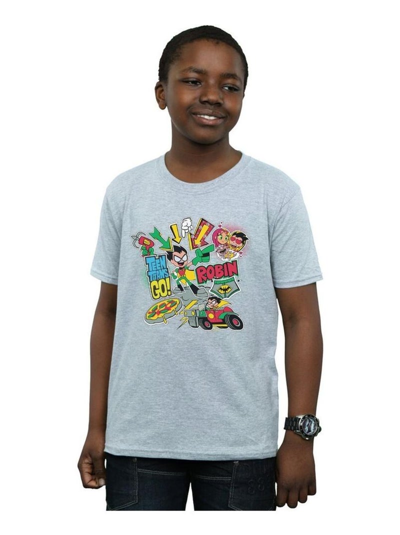 DC Comics - T-shirt TEEN TITANS GO Gris chiné - Kiabi
