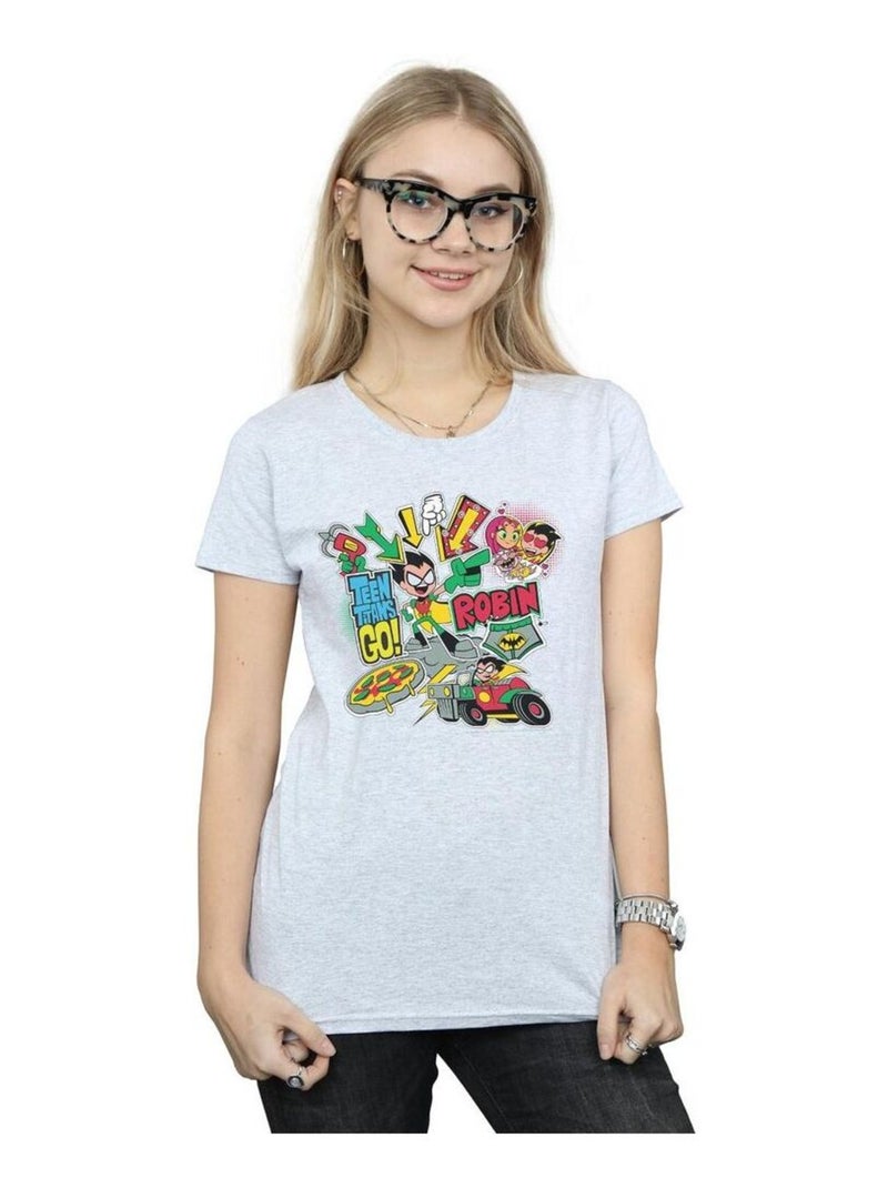 DC Comics - T-shirt TEEN TITANS GO Gris chiné - Kiabi