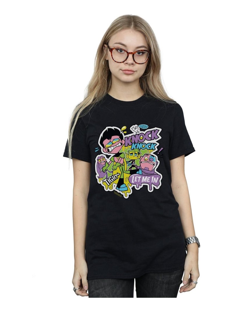 DC Comics - T-shirt TEEN TITANS GO KNOCK KNOCK Noir - Kiabi