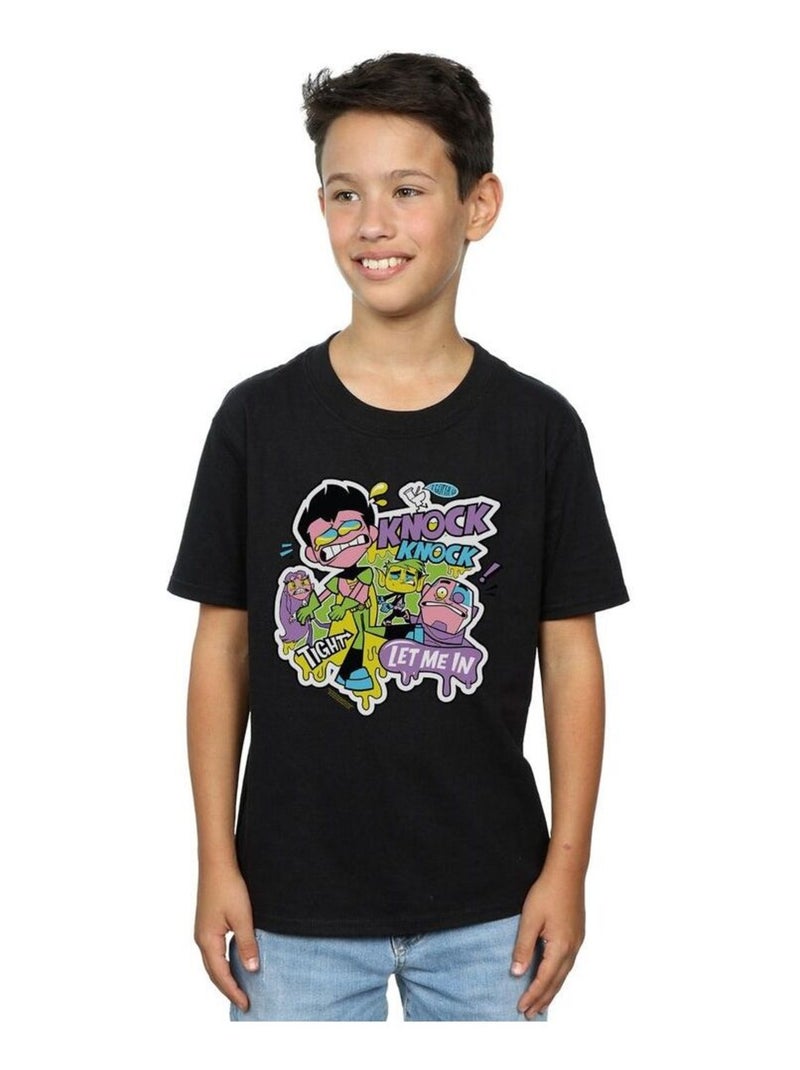 DC Comics - T-shirt TEEN TITANS GO KNOCK KNOCK Noir - Kiabi