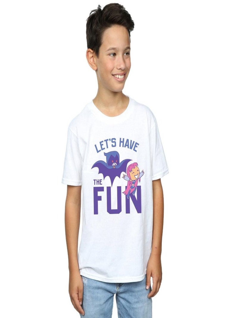 DC Comics - T-shirt TEEN TITANS GO LET'S HAVE THE FUN Blanc - Kiabi
