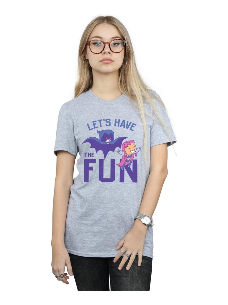 DC Comics - T-shirt TEEN TITANS GO LET'S HAVE THE FUN Gris chiné - Kiabi