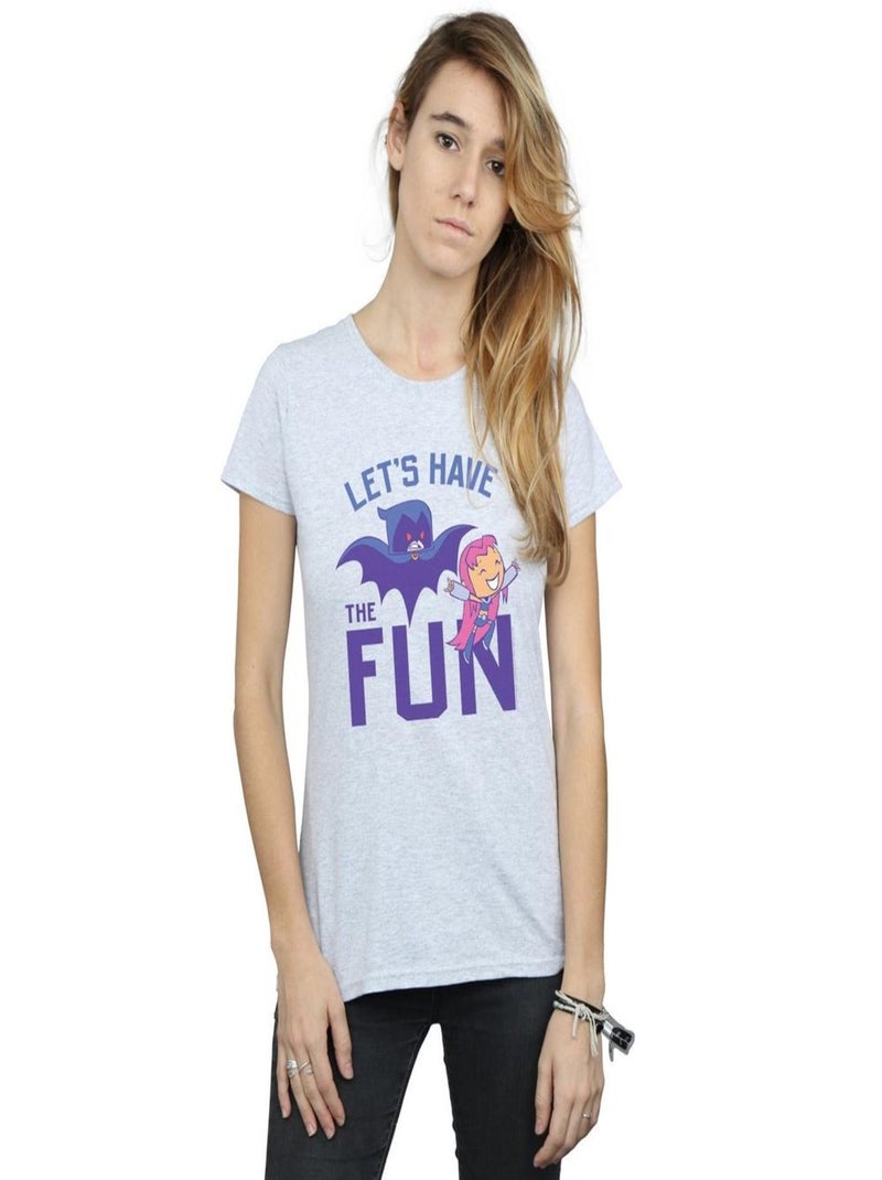 DC Comics - T-shirt TEEN TITANS GO LET'S HAVE THE FUN Gris chiné - Kiabi