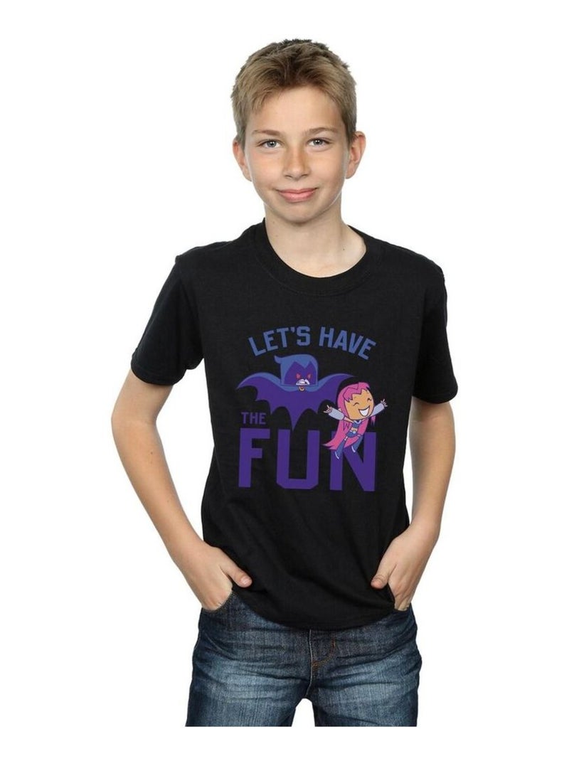 DC Comics - T-shirt TEEN TITANS GO LET'S HAVE THE FUN Noir - Kiabi