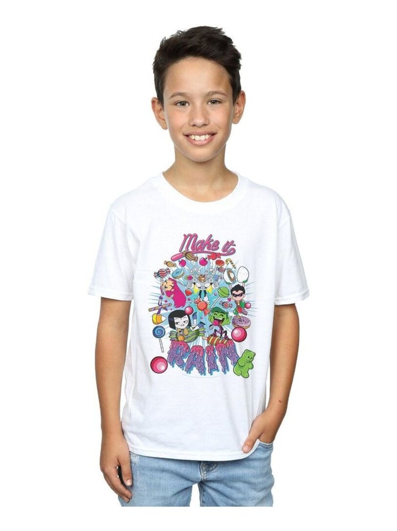DC Comics - T-shirt TEEN TITANS GO MAKE IT RAIN Blanc - Kiabi